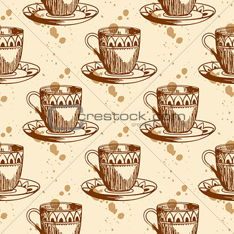 Seamless pattern with cup of coffee