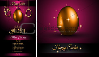 Restaurant Menu template for 2017 Easter celebration with a Golden egg