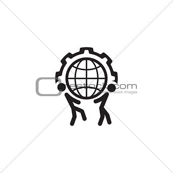 Global Support Icon. Flat Design.