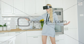 Woman wearing VR headset