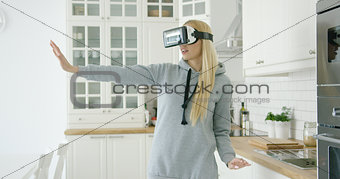 Woman enjoying VR headset