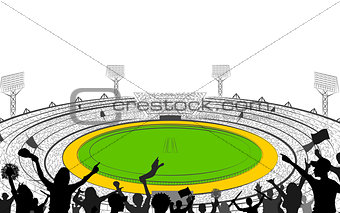 Stadium of Cricket with pitch for champoinship match
