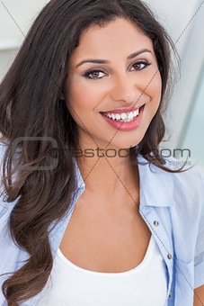 Beautiful Happy Hispanic Woman Perfect Teeth Smiling