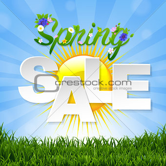 Spring Sale Banner With Sun