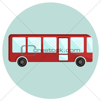 Cute colorful red bus icon