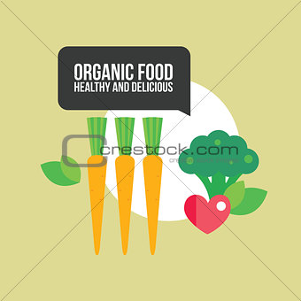 Healthy food background with vegetables Carrots and Broccoli