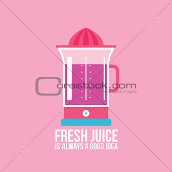 Colorful juicer on pink background Kitchen appliance