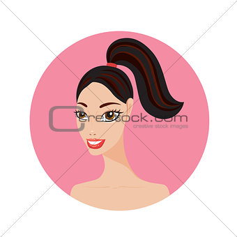 Beautiful young woman with ponytail hairstyle Looks happy and smile