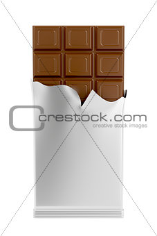 Milk chocolate bar isolated on white