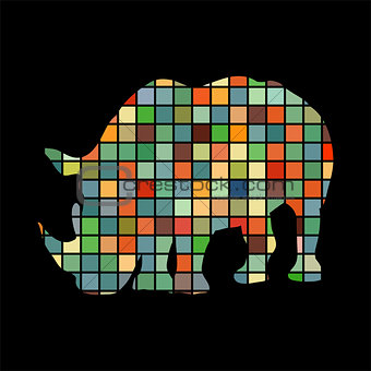 Rhinoceros mammal color silhouette animal