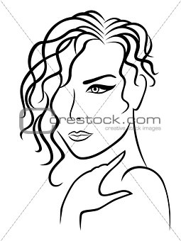 Abstract Lady with wavy and curly hair