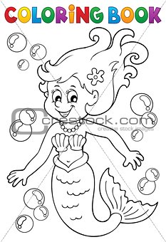 Coloring book mermaid topic 1