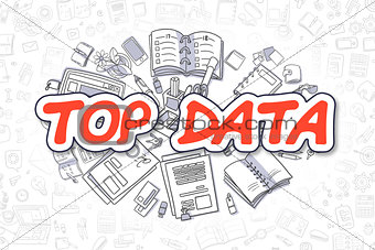 Top Data - Cartoon Red Text. Business Concept.