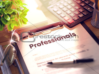 Professionals - Text on Clipboard. 3d.