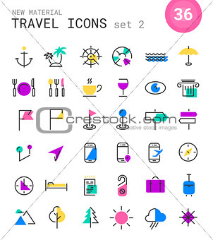 Travel, tourism and weather icons, set 2