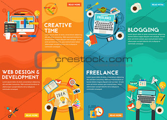 Webdesign, Development, Blogging, Freeance And Creative Time Concept