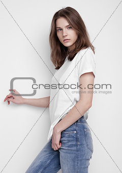 Model test with beautiful fashion model posing