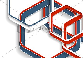Abstract red and blue hexagons tech background