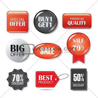 Set of sale buttons and badges. Product promotions. Big sale, sp