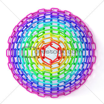 Colorful concentric circles made of chain