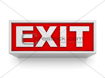 Exit sign on white wall. 3D