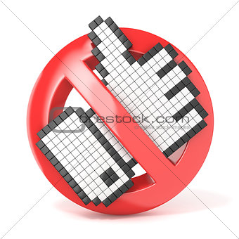 Forbidden sign with like cursor. Dislike concept. 3D