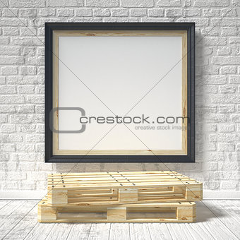 Mock up poster with wooden pallet. 3D