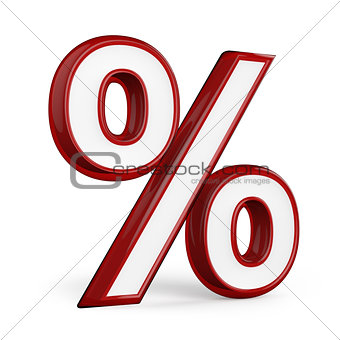 Red percentage sign. 3D