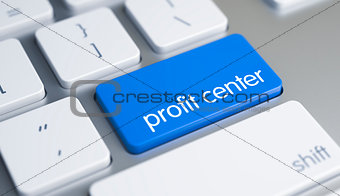 Profit Center - Text on the Blue Keyboard Button. 3D.