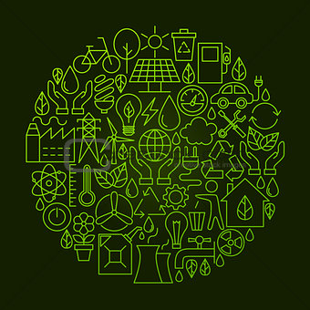 Ecology Line Icon Circle Concept