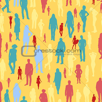 large group of people seamless pattern