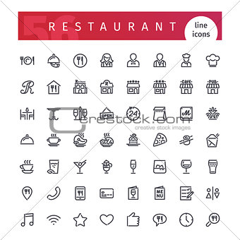 Restaurant Line Icons Set