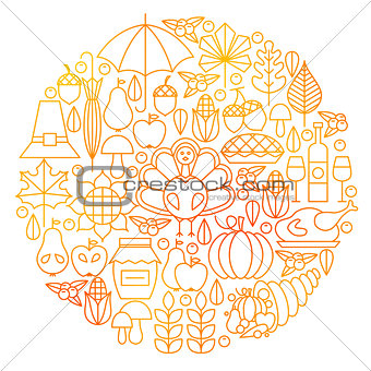 Thanksgiving Day Line Icon Circle Design