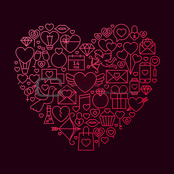 Valentine Day Line Icon Heart Concept
