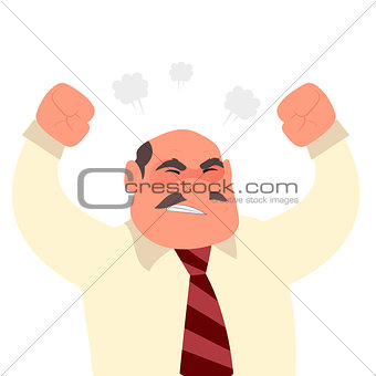 Angry screaming office worker man character