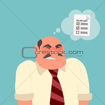 Businessman confused with paper note with to do list