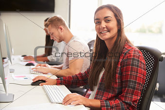 Portrait Of Female University Student Using Online Resources