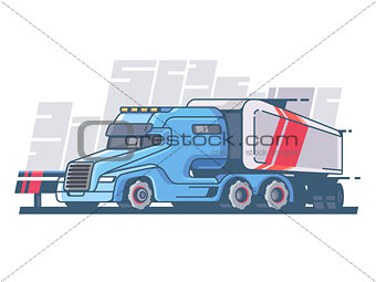 Large truck with long trailer