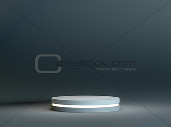 White round podium on a dark background