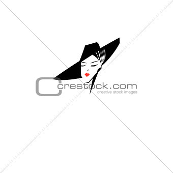 Vector symbol of the head of a beautiful lady