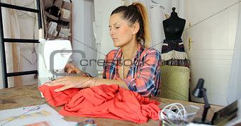 Dressmaker in process of working