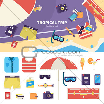Kit for tropical trip on sand
