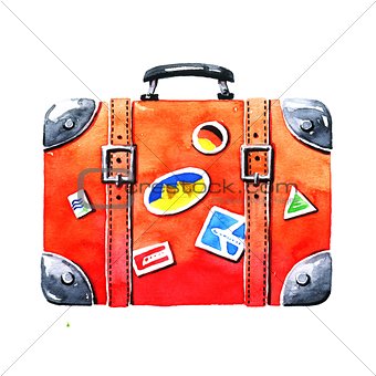 Red tourist suitcase