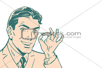 OK gesture of businessman, isolated background