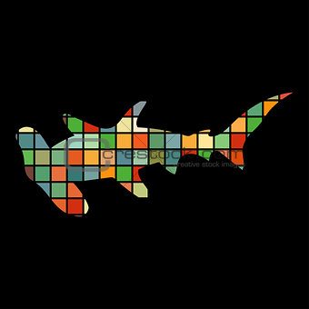 Shark hammerhead predator nautical color silhouette animal