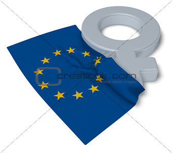 female symbol and flag of the european union - 3d rendering