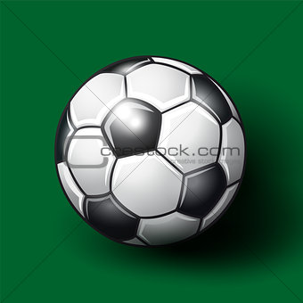 Soccer ball on the green background.