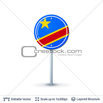 Congo flag isolated on white.