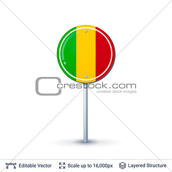Mali flag isolated on white.