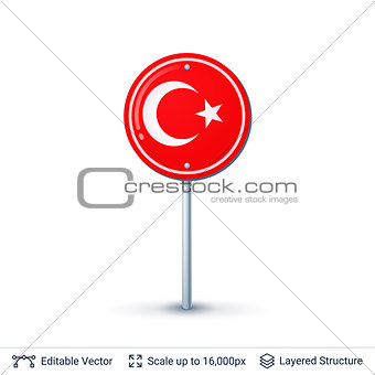Turkey flag isolated on white.